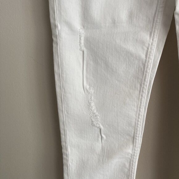 Zara Basic Womens White Denim Skinny Jeans Size 6 Mid Rise Distressed Classic - Picture 5 of 12